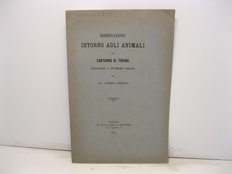 Osservazioni intorno agli animali del contorno di Torino durante l'inverno 1883-84